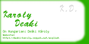 karoly deaki business card